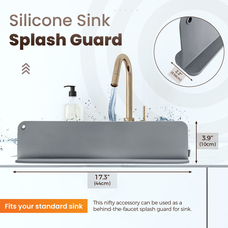 HONEYPOLO- Sink Splash Guard, Premium Silicone Water Splash Guard for Sink, for Faucet, Kitchen Island Sink Backsplash Guard 17.3 X 2.2 X 3.9 inches